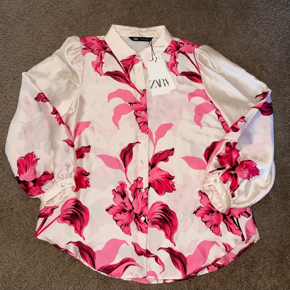Zara Cream Satin Blouse